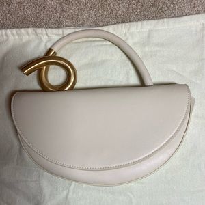 Cult Gaia Azariah Sculptural Leather Bag Off White Gold Detail